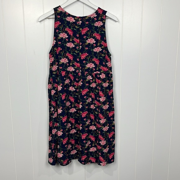 Old navy Womens Dress M Navy Pink Floral Button Keyhole Sleeveless Pullover EUC - Picture 9 of 12